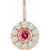 14K Rose Natural Pink Spinel & Natural White Opal Halo-Style Charm/Pendant Siddiqui Jewelers