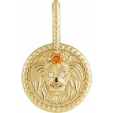 14K Yellow Natural Citrine & .005 CTW Natural Diamond Leo Charm/Pendant Siddiqui Jewelers