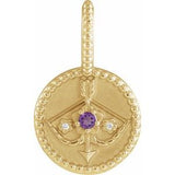 14K Yellow Natural Amethyst & .005 CTW Natural Diamond Sagittarius Charm/Pendant Siddiqui Jewelers