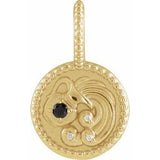 14K Yellow Natural Black Spinel & .0075 CTW Natural Diamond Aquarius Charm/Pendant Siddiqui Jewelers