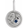 14K White Natural Blue Sapphire & .0025 CTW Natural Diamond Capricorn Charm/Pendant Siddiqui Jewelers