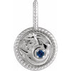 Platinum Natural Blue Sapphire & .0025 CTW Natural Diamond Capricorn Charm/Pendant Siddiqui Jewelers