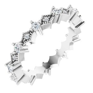 14K White 3/8 CTW Natural Diamond Milgrain Eternity Band Size 6 Siddiqui Jewelers