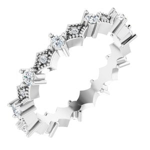 Platinum 3/8 CTW Natural Diamond Milgrain Eternity Band Size 6.5 Siddiqui Jewelers
