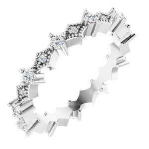 Platinum 3/8 CTW Natural Diamond Milgrain Eternity Band Size 7.5 Siddiqui Jewelers