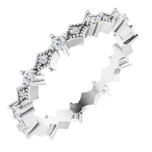 14K White 3/8 CTW Natural Diamond Milgrain Eternity Band Size 8 Siddiqui Jewelers