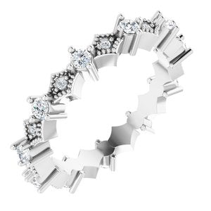 14K White 3/8 CTW Natural Diamond Milgrain Eternity Band Size 5 Siddiqui Jewelers