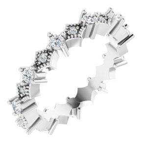 Platinum 3/8 CTW Natural Diamond Milgrain Eternity Band Size 4.5 Siddiqui Jewelers