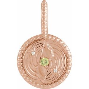 14K Rose Natural Peridot & .005 CTW Natural Diamond Gemini Charm/Pendant Siddiqui Jewelers