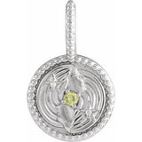 14K White Natural Peridot & .005 CTW Natural Diamond Gemini Charm/Pendant Siddiqui Jewelers