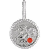 Sterling Silver Natural Mexican Fire Opal & .0025 CTW Natural Diamond Taurus Charm/Pendant Siddiqui Jewelers