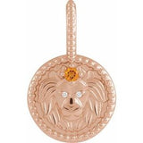 14K Rose Natural Citrine & .005 CTW Natural Diamond Leo Charm/Pendant Siddiqui Jewelers