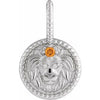 14K White Natural Citrine & .005 CTW Natural Diamond Leo Charm/Pendant Siddiqui Jewelers