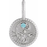 Sterling Silver Natural Blue Zircon & .0025 CTW Natural Diamond Scorpio Charm/Pendant Siddiqui Jewelers
