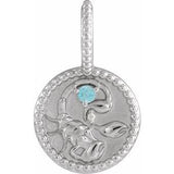14K White Natural Blue Zircon & .0025 CTW Natural Diamond Scorpio Charm/Pendant Siddiqui Jewelers