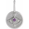 14K White Natural Amethyst & .005 CTW Natural Diamond Sagittarius Charm/Pendant Siddiqui Jewelers