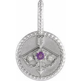 14K White Natural Amethyst & .005 CTW Natural Diamond Sagittarius Charm/Pendant Siddiqui Jewelers