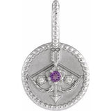 Platinum Natural Amethyst & .005 CTW Natural Diamond Sagittarius Charm/Pendant Siddiqui Jewelers