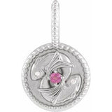 Sterling Silver Natural Rhodolite Garnet & .005 CTW Natural Diamond Pisces Charm/Pendant Siddiqui Jewelers