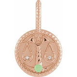 14K Rose Natural Green Chrysoprase & .005 CTW Natural Diamond Libra Charm/Pendant Siddiqui Jewelers