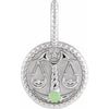 Platinum Natural Green Chrysoprase & .005 CTW Natural Diamond Libra Charm/Pendant Siddiqui Jewelers