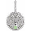 Sterling Silver Natural Green Chrysoprase & .005 CTW Natural Diamond Libra Charm/Pendant Siddiqui Jewelers