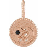 14K Rose Natural Black Spinel & .075 CTW Natural Diamond Aquarius Charm/Pendant Siddiqui Jewelers