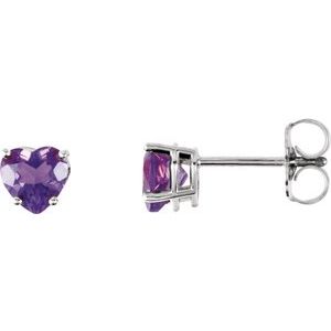 14K White Amethyst Heart Earrings - Siddiqui Jewelers