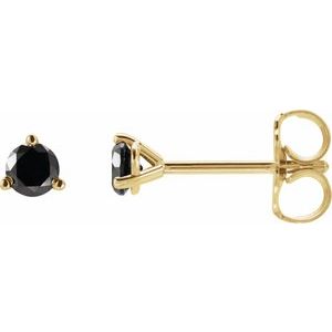 14K Yellow 3/4 CTW Natural Black Diamond Earrings Siddiqui Jewelers