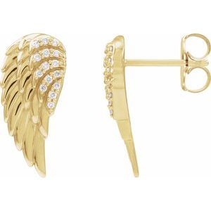 14K Yellow .07 CTW Natural Diamond Angel Wing Earrings Siddiqui Jewelers