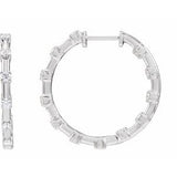 14K White 1 CTW Lab-Grown Diamond Inside-Outside 25.1 mm Hoop Earrings Siddiqui Jewelers