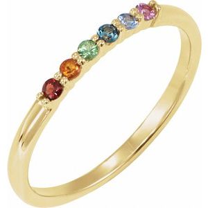 14K Yellow Natural Multi-Gemstone Rainbow Stackable Ring Siddiqui Jewelers
