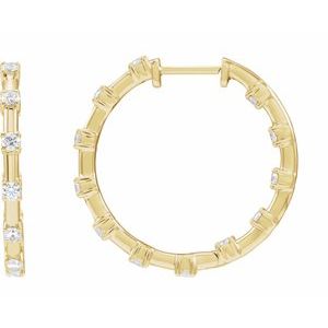 14K Yellow 1 CTW Lab-Grown Diamond Inside-Outside 25.1 mm Hoop Earrings Siddiqui Jewelers