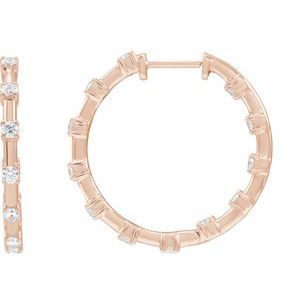 14K Rose 1 CTW Lab-Grown Diamond Inside-Outside 25.1 mm Hoop Earrings Siddiqui Jewelers