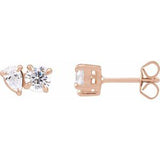 14K Rose 1 1/6 CTW Lab-Grown Diamond Two-Stone Stud Earrings Siddiqui Jewelers