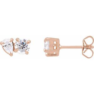 14K Rose 1 1/6 CTW Lab-Grown Diamond Two-Stone Stud Earrings Siddiqui Jewelers