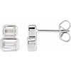 14K White 1 CTW Lab-Grown Diamond Two-Stone Stud Earrings Siddiqui Jewelers