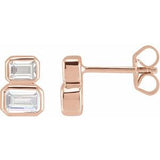 14K Rose 1 CTW Lab-Grown Diamond Two-Stone Stud Earrings Siddiqui Jewelers