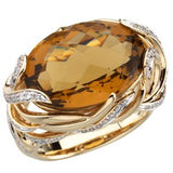 14K Yellow Cinnamon Quartz & 1/2 CTW Diamond Ring - Siddiqui Jewelers