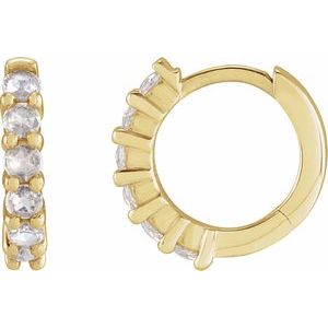 14K Yellow 1/8 CTW Rose-Cut Natural Diamond 12.2 mm Huggie Hoop Earring Siddiqui Jewelers