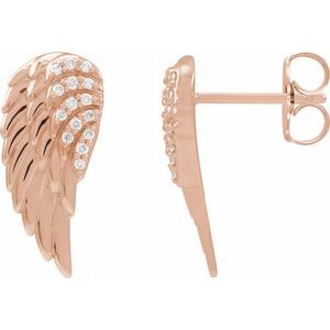 14K Rose .07 CTW Natural Diamond Angel Wing Earrings Siddiqui Jewelers