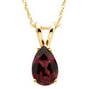 14K Yellow 8x5 mm Pear Rhodolite Garnet Solitaire 18" Necklace - Siddiqui Jewelers