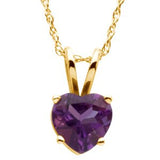 14K Yellow 6x6 mm Heart Amethyst Solitaire 18" Necklace - Siddiqui Jewelers