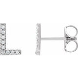 14K White .04 CTW Natural Diamond Initial L Earring Siddiqui Jewelers