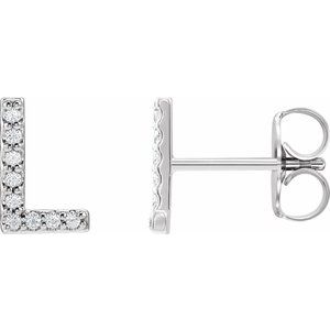 Sterling Silver .04 CTW Natural Diamond Initial L Earring Siddiqui Jewelers