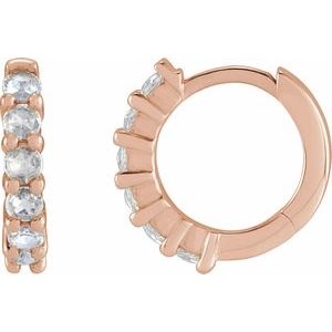 14K Rose 1/5 CTW Rose-Cut Natural Diamond 12.2 mm Huggie Hoop Earrings Siddiqui Jewelers