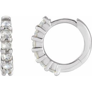 Platinum 1/5 CTW Rose-Cut Natural Diamond 12.2 mm Huggie Hoop Earrings Siddiqui Jewelers