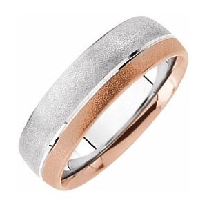 14K White/Rose 7 mm Grooved with Bead Blast Finish Size 8 - Siddiqui Jewelers