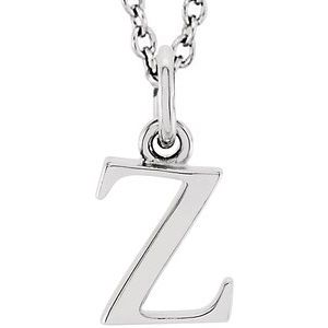 14K White Lowercase Initial z 16" Necklace Siddiqui Jewelers