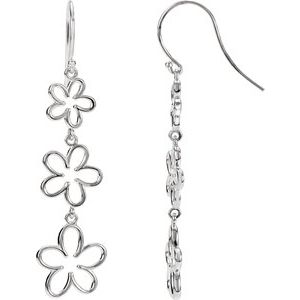 Sterling Silver Flower Dangle Earrings - Siddiqui Jewelers